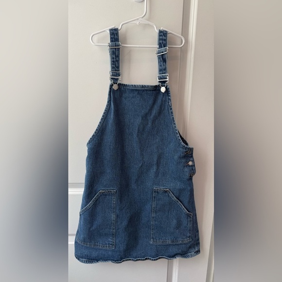 & Other Stories Blue Denim Staple Pinafore Dungaree Mini Dress Size 4 - Picture 4 of 8